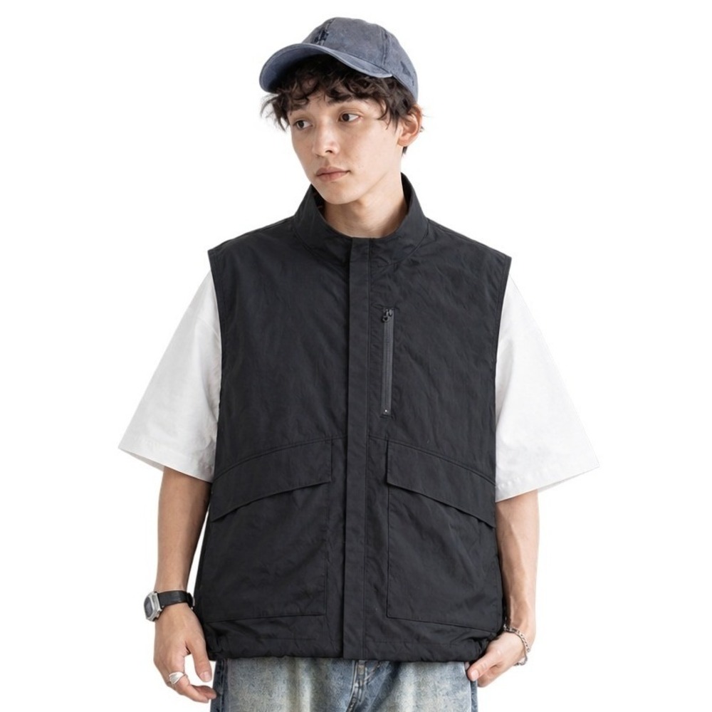 Rageblue Japan Nylon Oversized Military Zip Vest Men M Black Multipocket Fishing